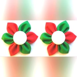Girl Christmas Flower Pigtail Bows